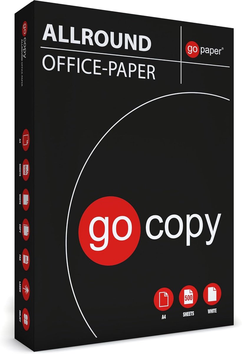 All-round copy paper, 80 g/m², bright white, 2500 sheets (5 x 500 sheets) - ShopVlot