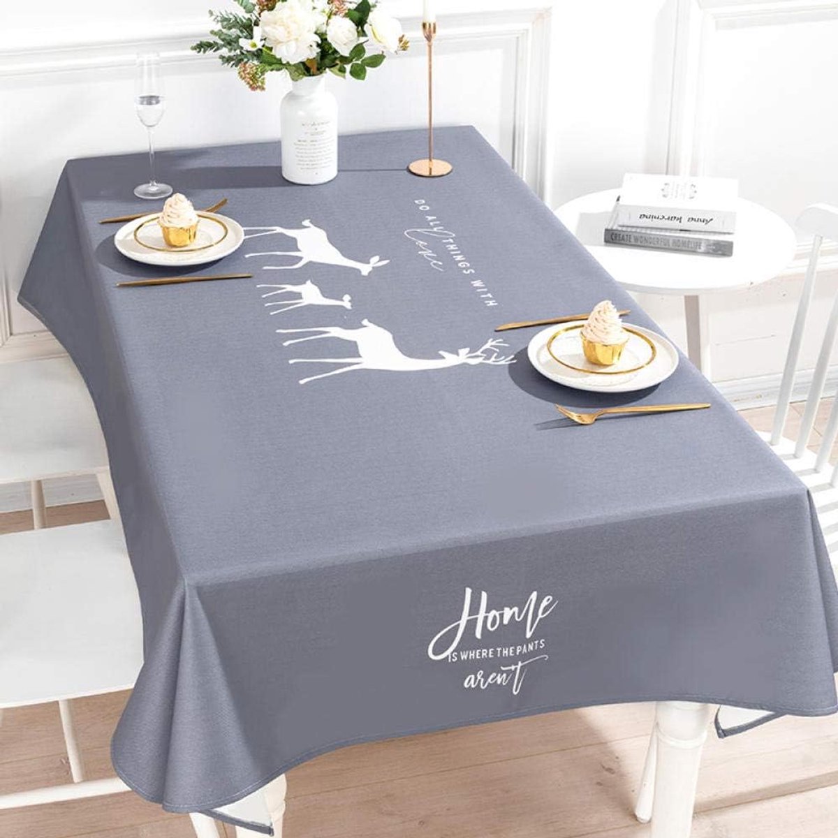 Tablecloth fabric Nordic ins simple cotton linen tablecloth waterproof TV cabinet coffee table tablecloth round table - ShopVlot