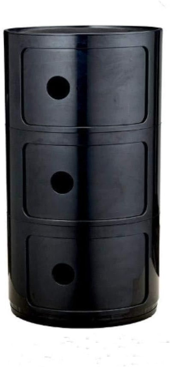 Mini Bedside Table Round Plastic for Bedroom Simple and Modern Cabinet 3 Layers in Black - ShopVlot