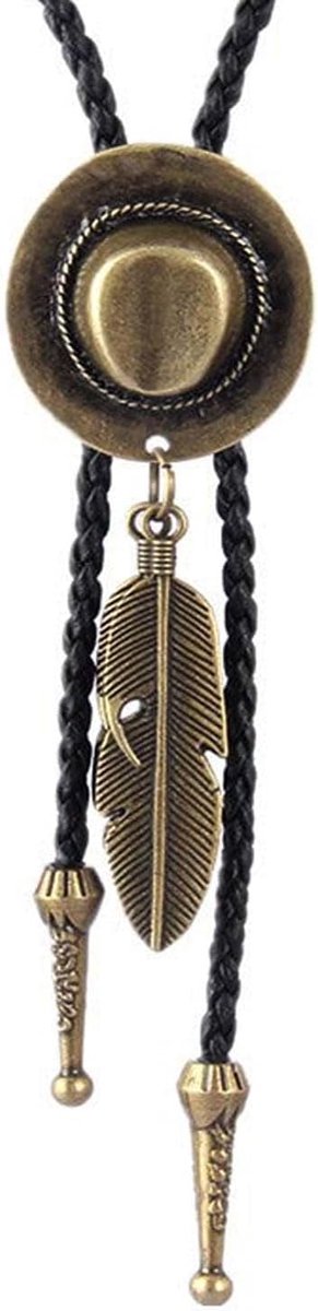 1 x Cowboy Leather Tie Cowboy Costume Western Outfit Cowboy Tie Necklace Lariat Leather Rodeo Pendant Braided Necklace - ShopVlot