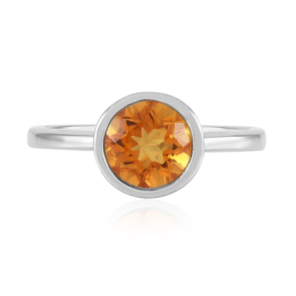 Cavill - Oranje Kwarts ring 1,18 ct - 925 Sterling Zilver met Platina Coating - Elegante ronde slijpvorm - Braziliaanse edelsteen