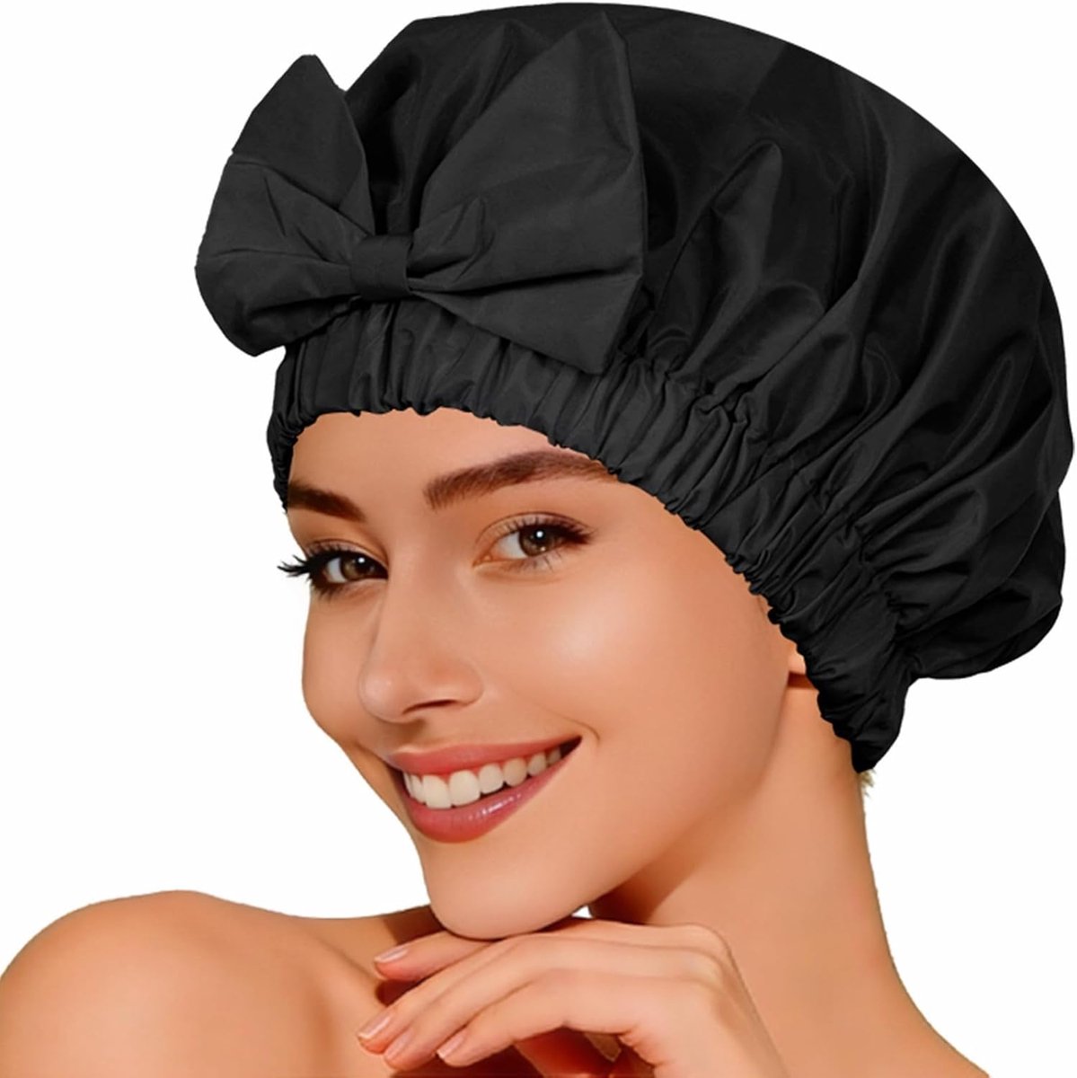 Duschmuts, Waterdichte Duschmuts Dames met Striks, Herbruikbaar, Anti-Frizz, Anti-slip & Elastisch voor Kort tot - ShopVlot