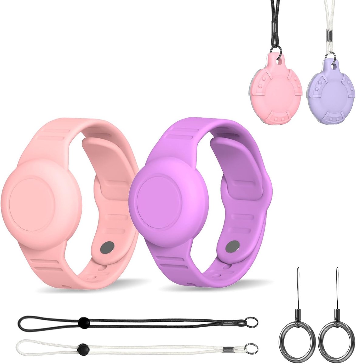 Siliconen beschermhoes voor de AiTag 1e & 2e generatie, complete set met armbanden, houders & accessoires. Schok- en - ShopVlot