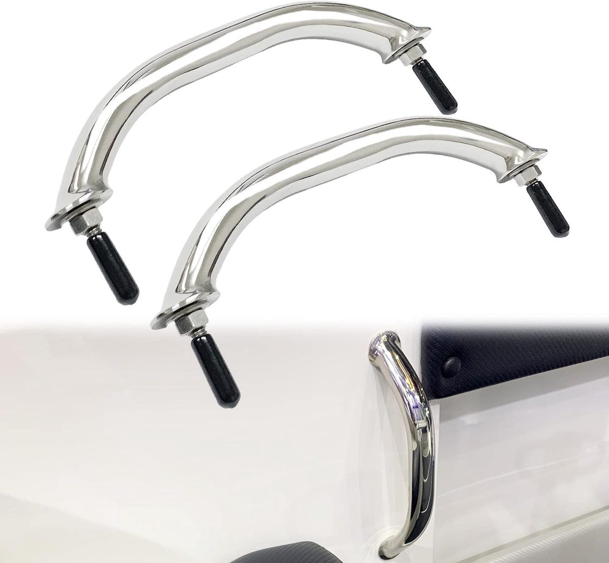 Boat 10 Inch Stainless Steel Handle Handle Handrail Grip, Multifunctional Marine Hardware, Polished Mirror with Dual - ShopVlot