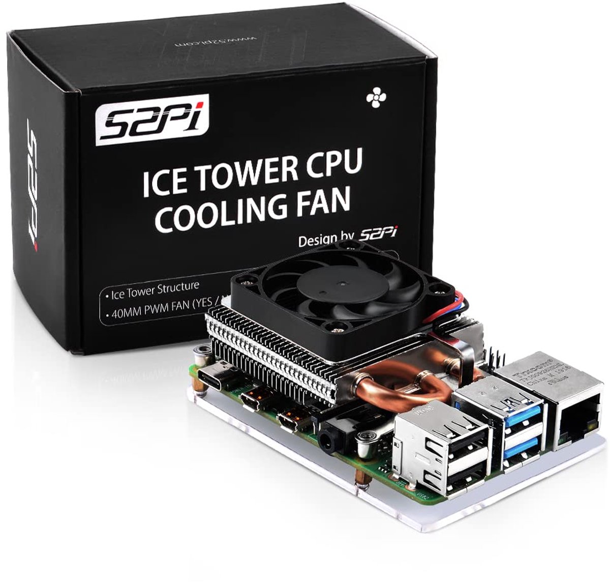 Dunne ICE Torenkoeler - Raspberry Pi Koeler - Oververhitting Voorkomen - PWM Snelheidsregeling - 26 x 4 x 4 cm