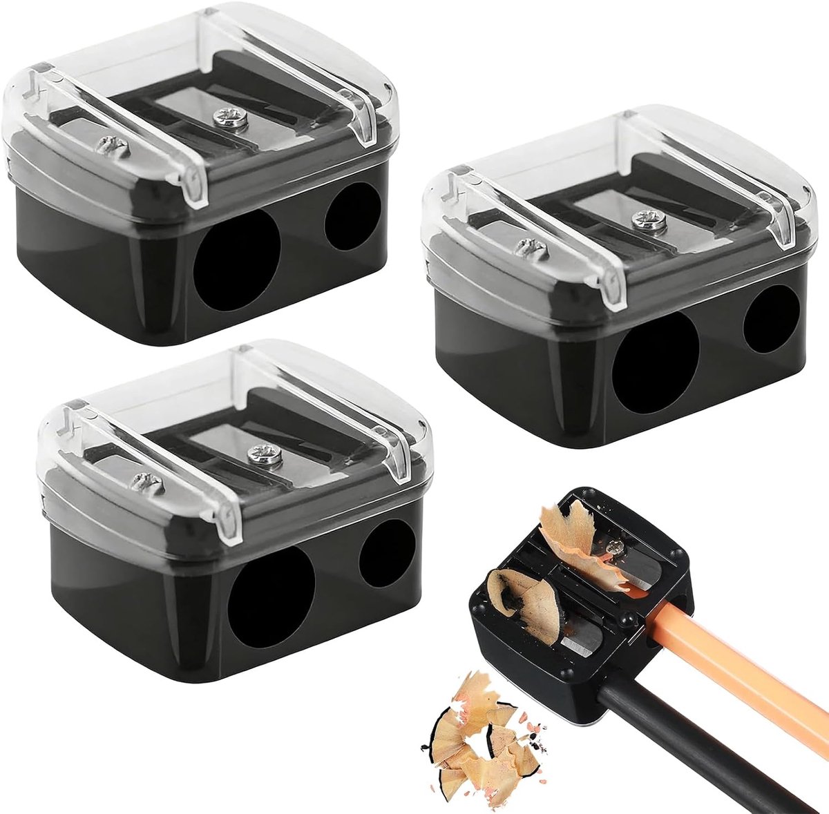 3 stuks dubbele puntenslijper voor cosmetische potloden, eyeliner, professionele cosmetica, dubbele gaten, voor - ShopVlot