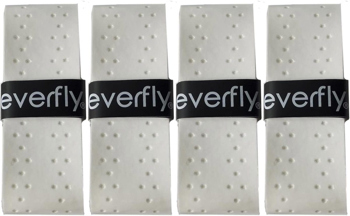 Everfly Overgrips Padel Racket Perforated White Pack of 4 - Non-slip, soft and comfortable 0.8 mm handles for padel - ShopVlot