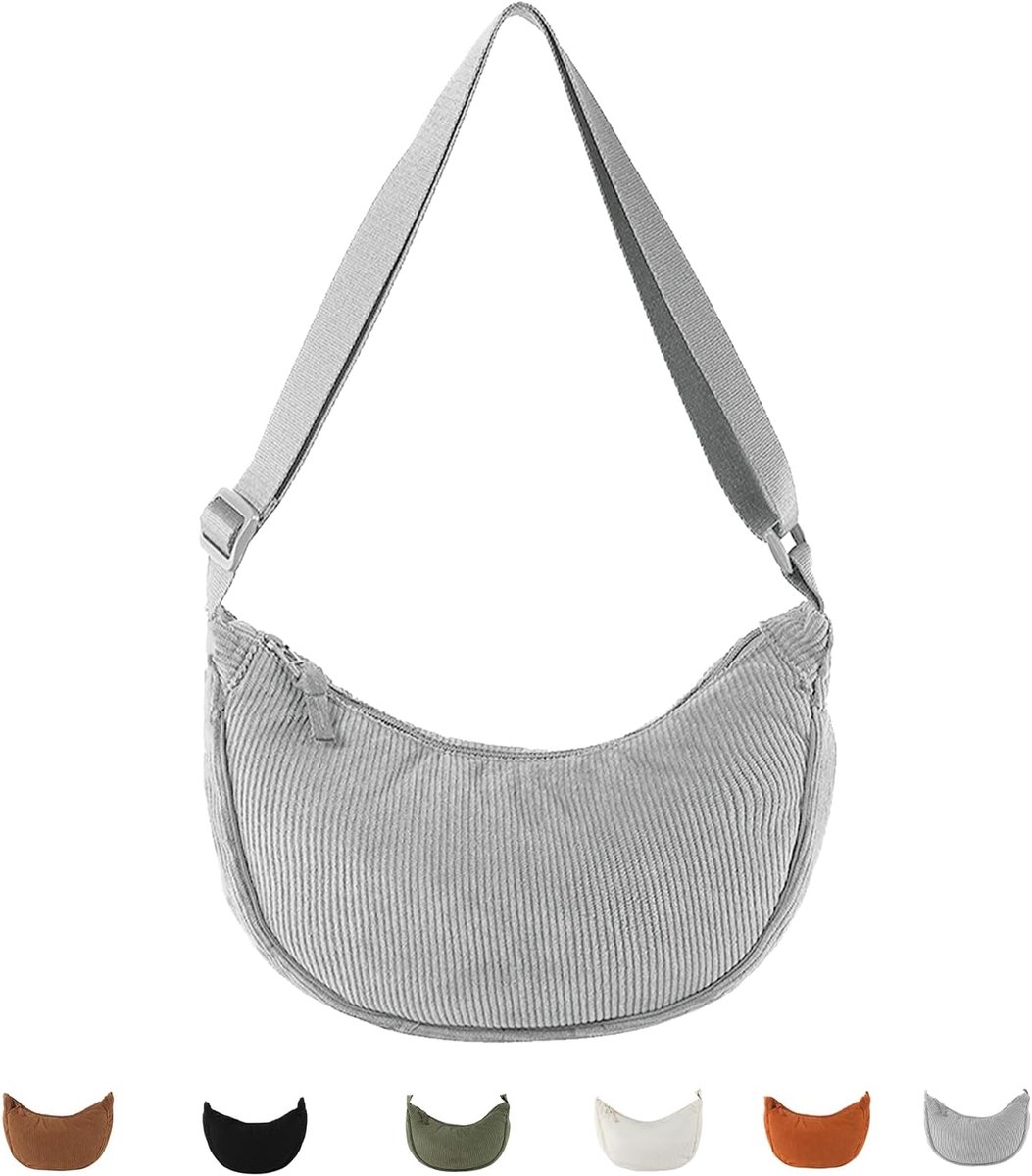Generisch Corduroy Crossbody Bag voor dames, corduroy halve maan tas, schoudertas, crossbody Moon Bag, hobo, halve - ShopVlot