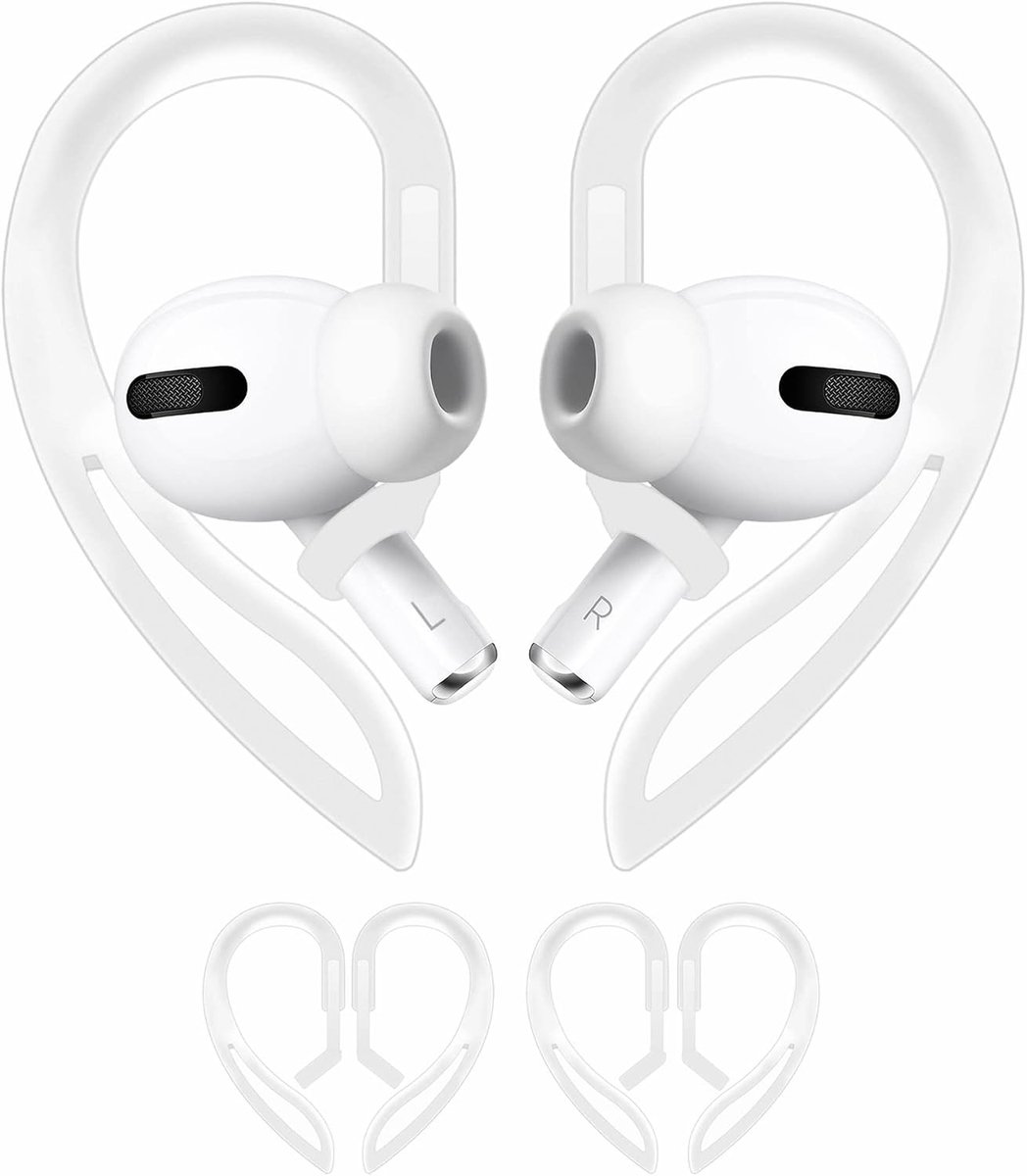 2 paar oorhaken compatibel met AirPods 3 2 1 en Pro 2 Pro, 360 ° rotatie, in lengte verstelbaar, antislip, sport - ShopVlot