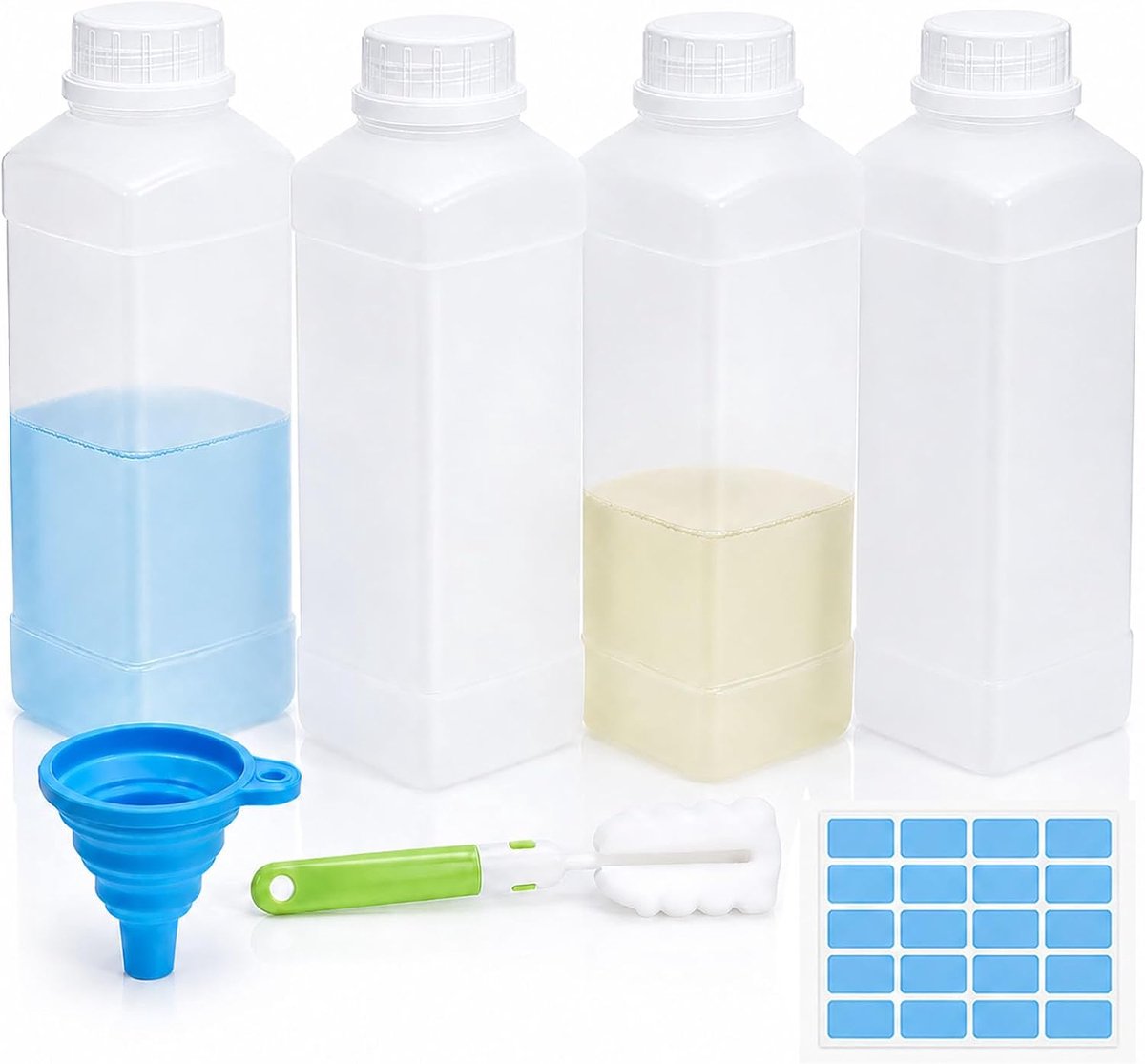 4 stuks 1000 ml brede hals flessen met schroefdoppen, herbruikbare HDPE brede mondflessen, lekvrij, lege chemische en - ShopVlot