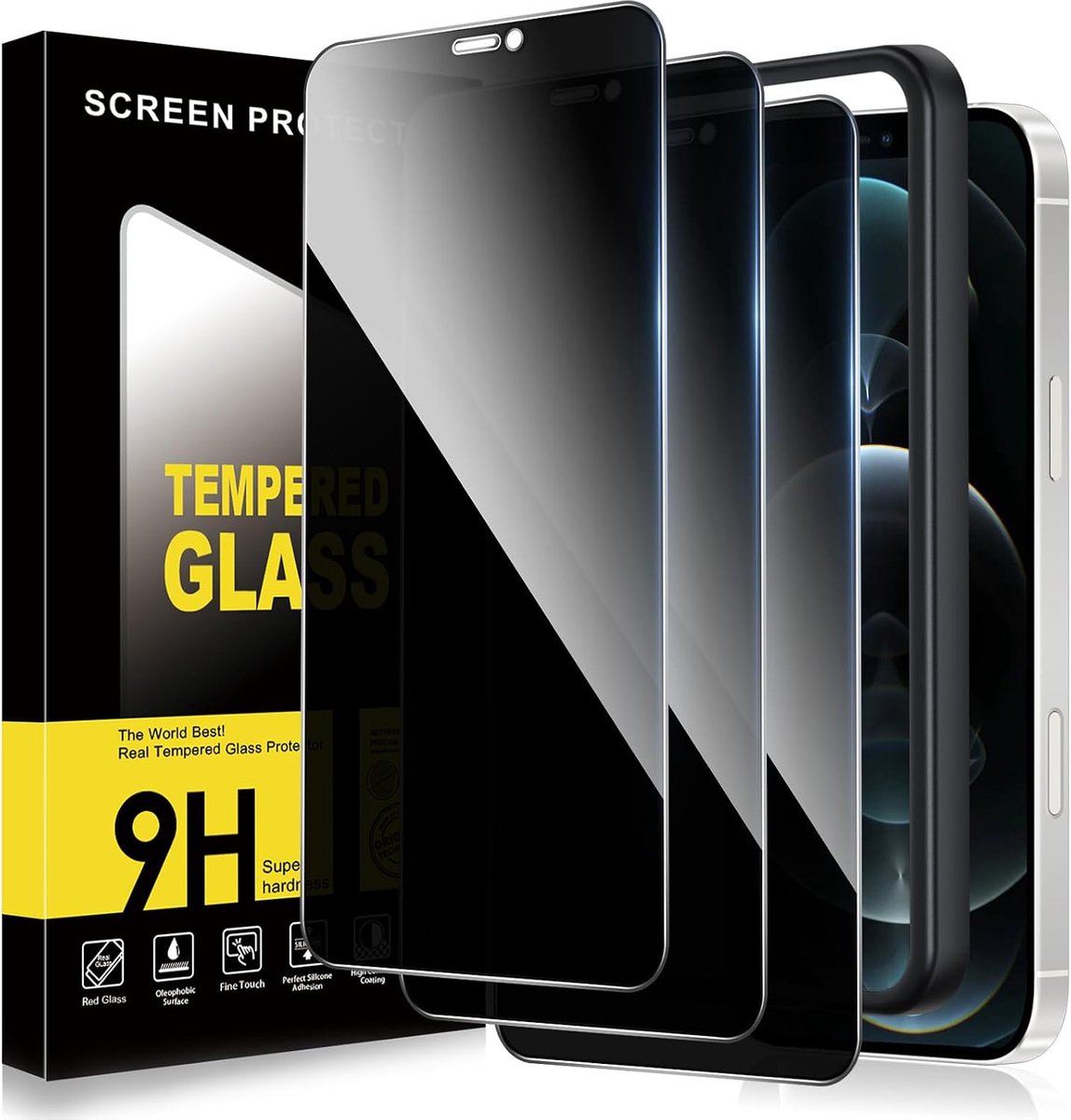ZhuoFan Inkijkbescherming voor iPhone 12 Pro Max, pantserbescherming, glas, privacy-beschermfolie, displaybescherming - ShopVlot