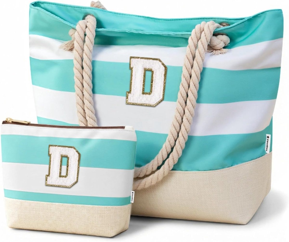 Vavabox Initial strandtas voor vrouwen, waterbestendige opvouwbare reisstrandtasset, verjaardagscadeaus voor vrouwen - ShopVlot