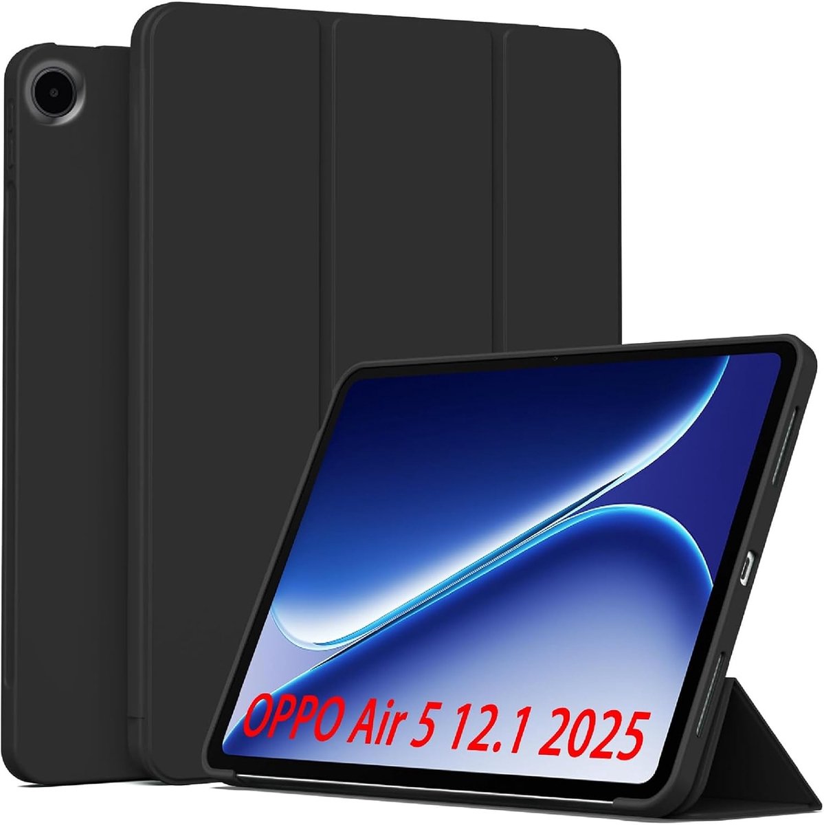 Case Compatible with Oppo Pad Air 5 12.1 2025, Slim PU Leather Protective Case with Triple Stand, Soft TPU Back Cover - ShopVlot