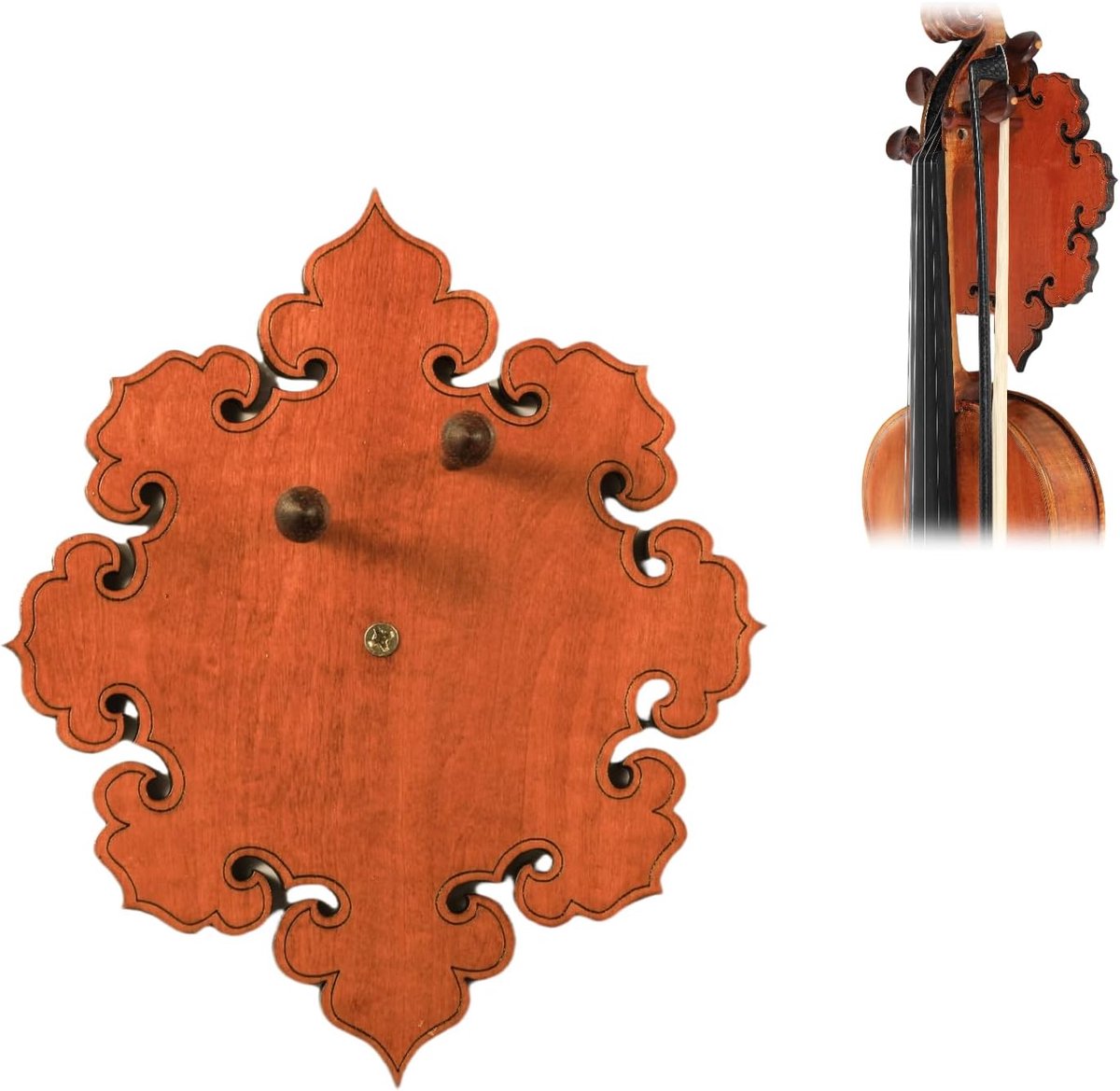 Elegant wood violin wall hanger with intricate pattern - perfect for music lovers and collectors. Handmade, unique - ShopVlot