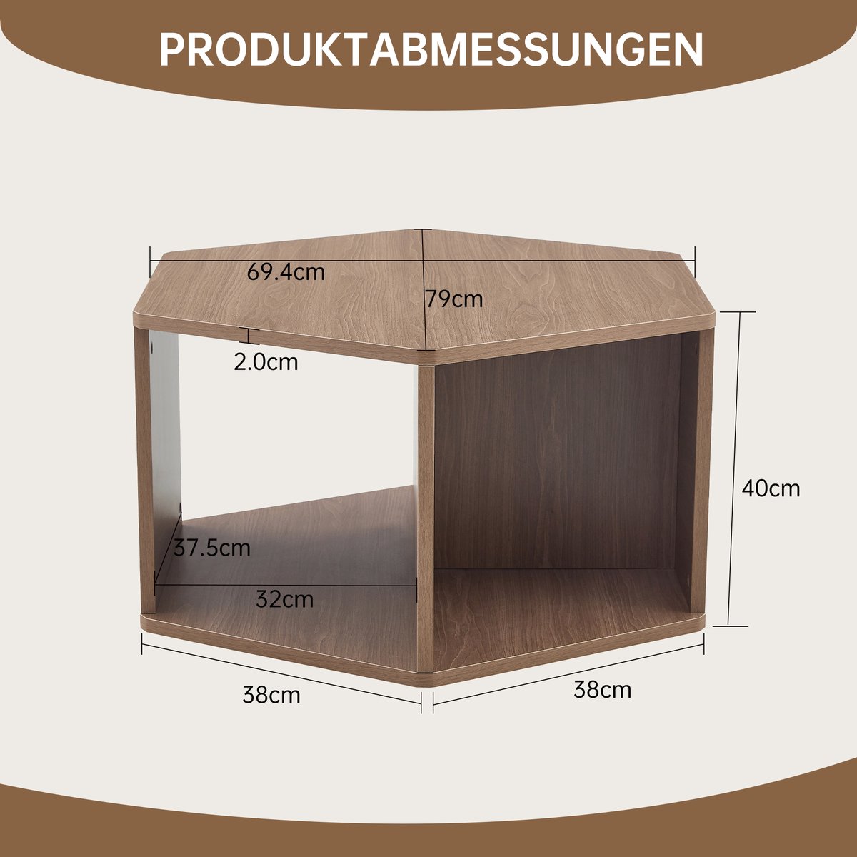 COVREO Salontafel 79 x 69,4 x 40 cm bruin, MDF met opbergruimte