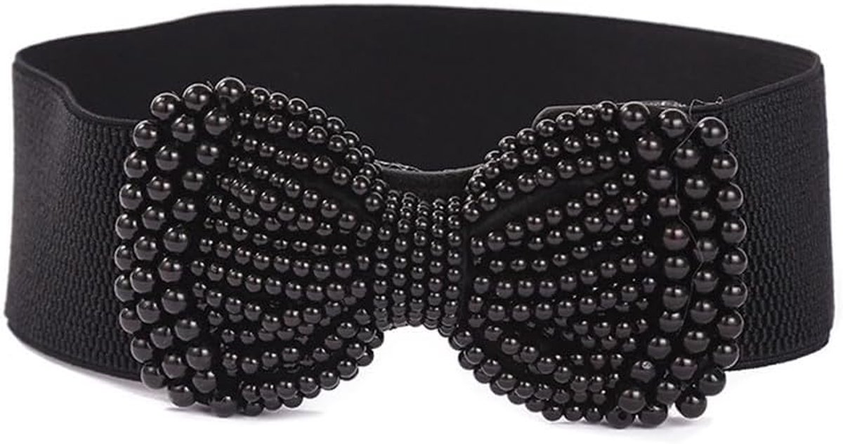 Bow Stretchy Wide Waist Belt for Women Elastic Dress Belts Decorative Waistband - ShopVlot