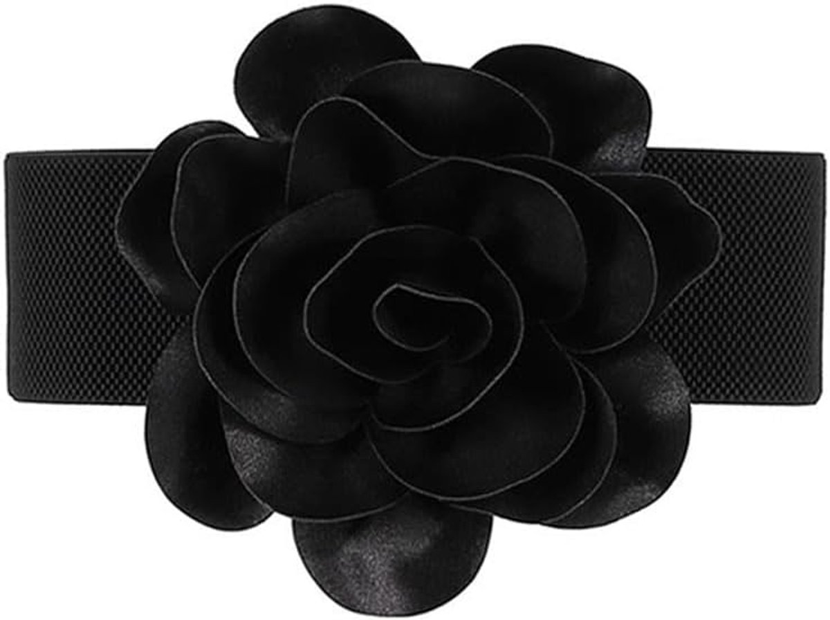 Ladies Decorative Belt Elastic Wide Waistband Flower Stretchy Cinch Belt for Dresses - ShopVlot