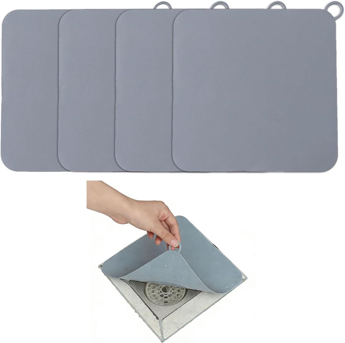 Silicone geurstoppen set van 4 - Grijs 20 x 20 cm - Duurzaam en effectief - Bescherming tegen nare geuren - ShopVlot