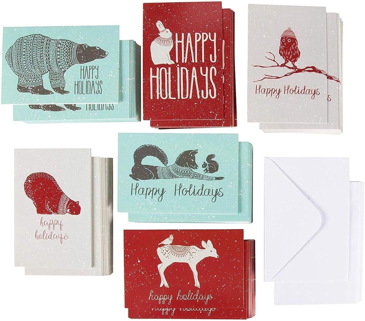 Kerstkaarten 144 Pack - 6 verschillende ontwerpen - Inclusief enveloppen - Perfect voor feestdagen - ShopVlot