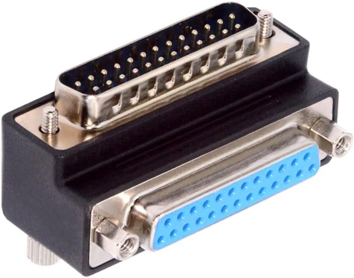 DSUB Parallel LPT AES/EBU DB25pin Male Nut to Female Screw Extension Adapter DB Connector Down 90 Degree Angle - ShopVlot