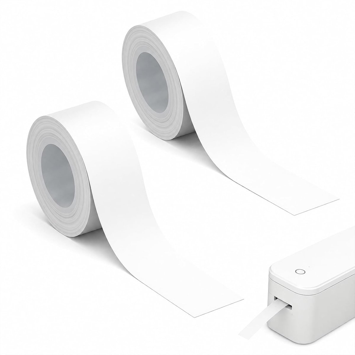 2 rollen thermische labeltape, 15 mm x 4 m, zelfklevend, waterdicht, wit, inktvrij voor thermische druk, eindeloze rol - ShopVlot