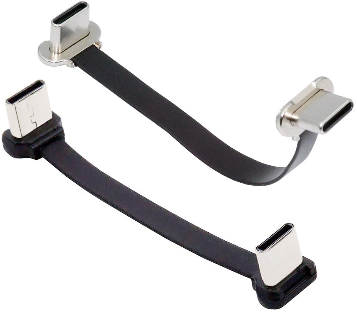 2 Pieces/Lot Angled USB-C Type C to USB-C Ultra Thin Flat Power USB 2.0 Data Cable 65W Fast Charging for Laptop - ShopVlot