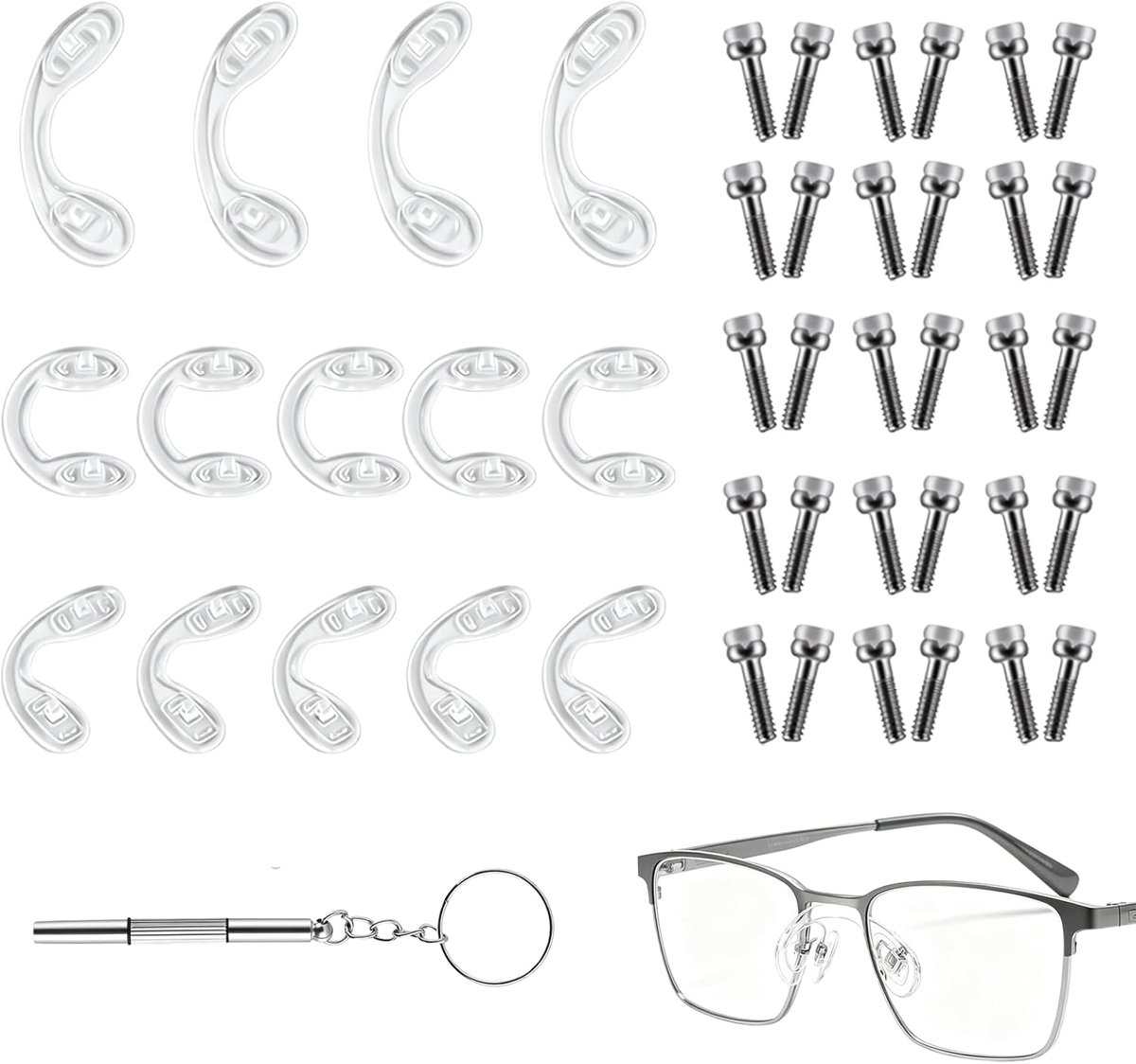 U-vormige neuspads 15-delig - zachte siliconen - 3 maten - verhoogd comfort bij brillen - ShopVlot