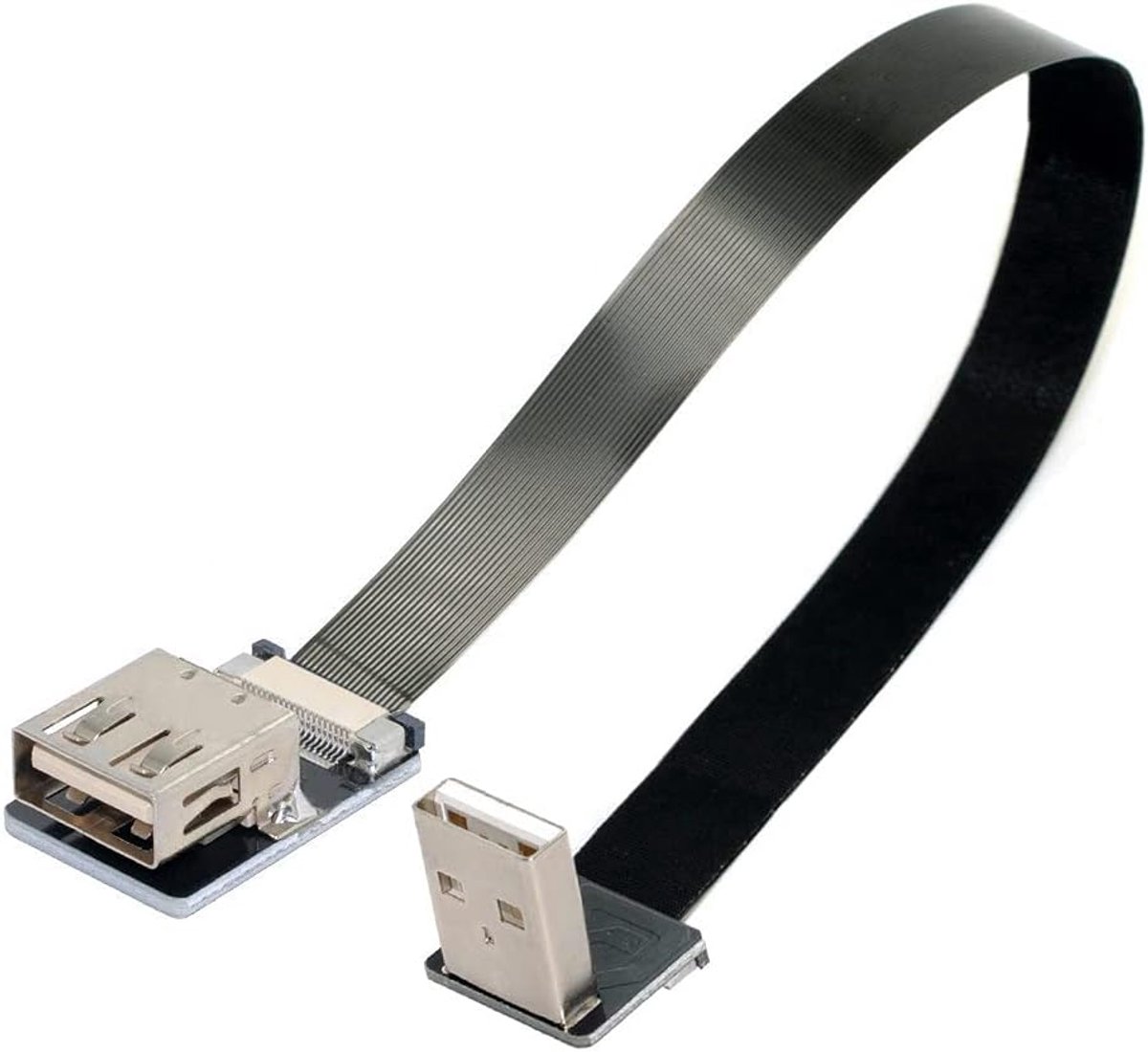 Cablecc Down Angled USB 2.0 Type-A Male to Female Extension Data Flat Slim FPC Cable for FPV & Disk & Scanner & - ShopVlot