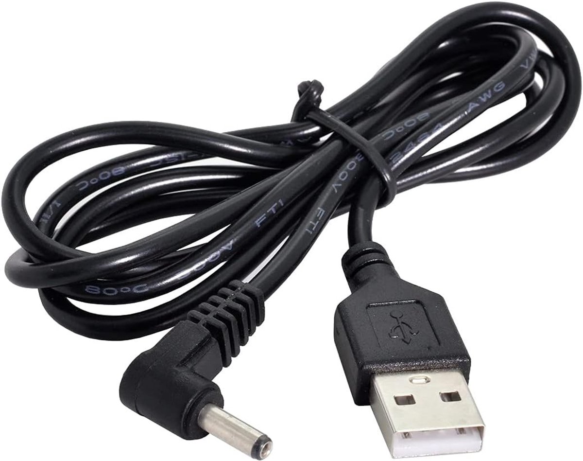 USB 2.0 Kabel 80 cm - 90 Graden Hoek - 3.5mm DC Power Plug - Ideaal voor kleine apparaten - ShopVlot