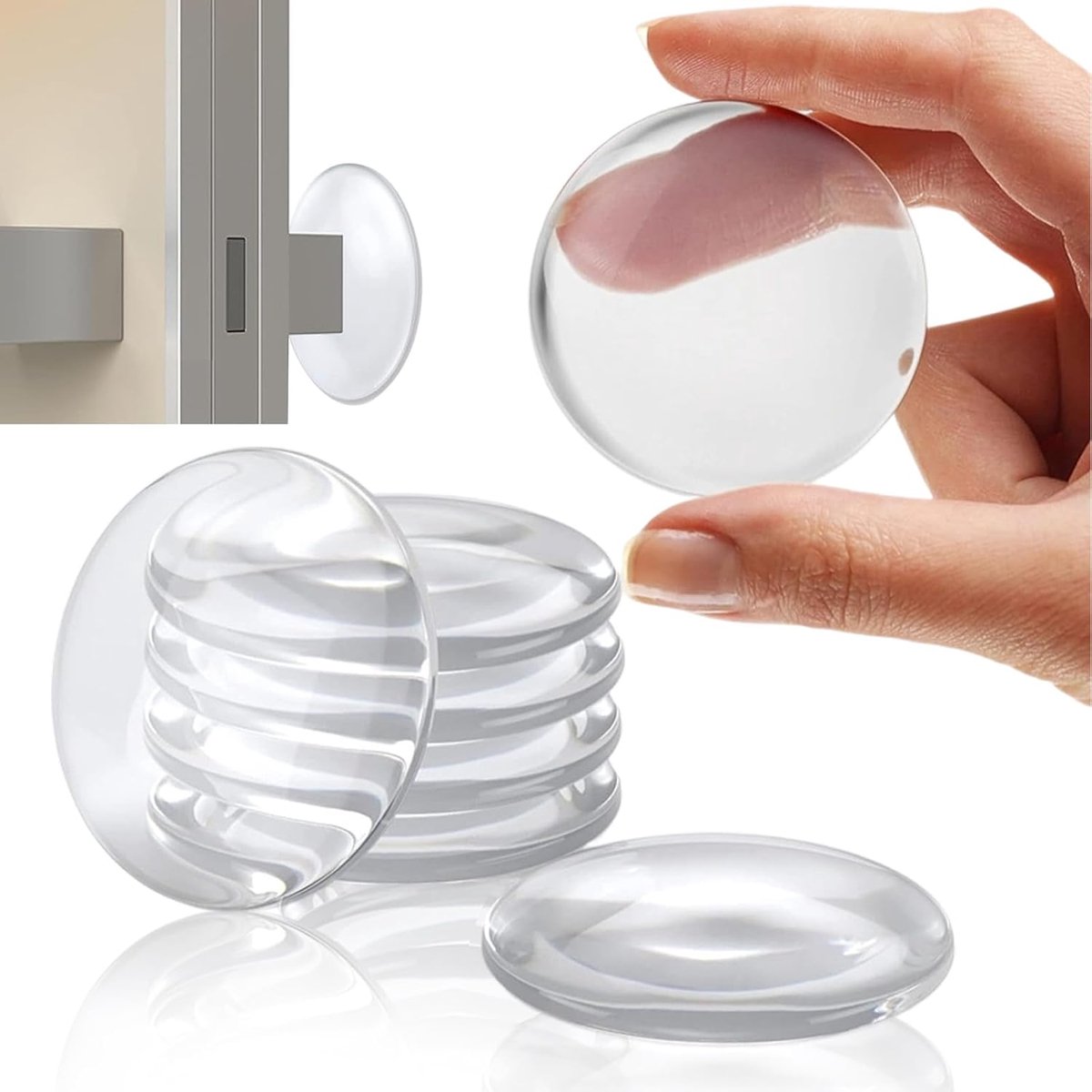 20Pcs Door Buffer Self Adhesive Transparent 50x8mm, Noise Reducing Silicone Door Bumpers, Door Handle Buffers, Elastic - ShopVlot