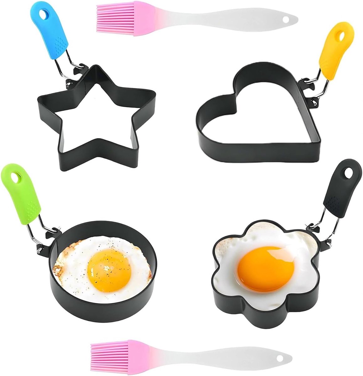 4 Pieces Mirror Egg Molds for Frying Pan - Stainless Steel Egg Mould, Pancake Mould Non-Stick Egg Mould, Egg Ring - ShopVlot