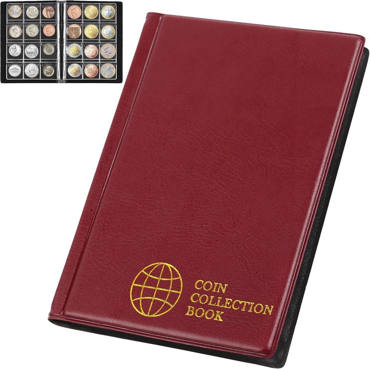 120 Pockets Muntenverzamelaarsalbum - Geschikt voor Munten tot 25mm, 30 x 30mm Pocket Houder voor Euro en Penny Verzameling