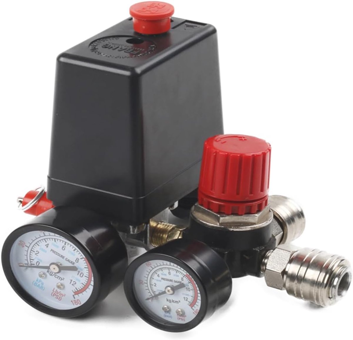 Drukregelaar compressor met manometer - G1/4 - drukschakelaar - voor stabiele drukbeheersing - ShopVlot