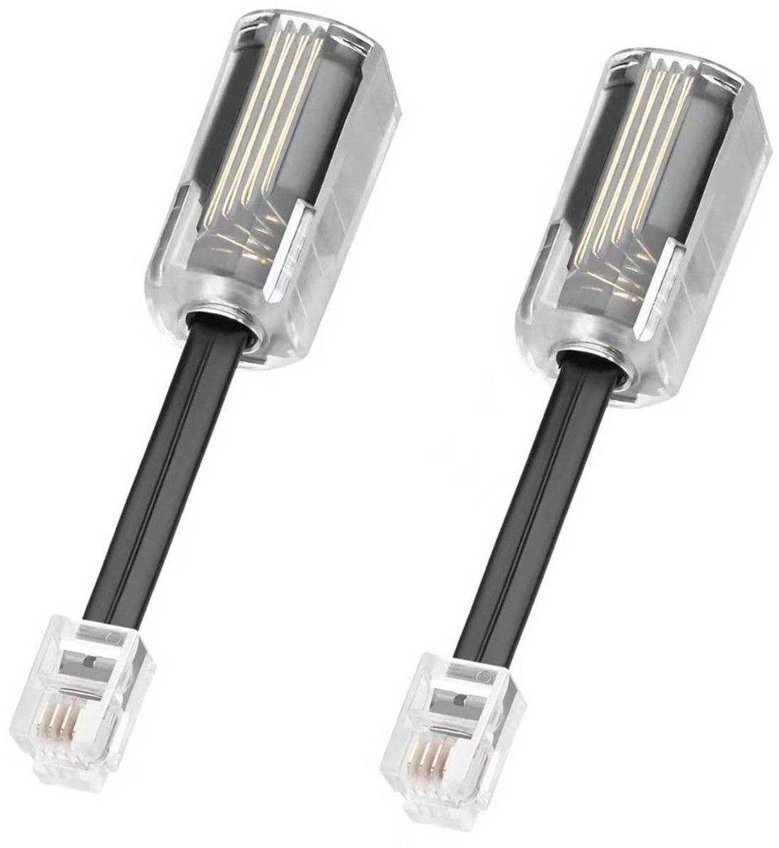 Telefoon kabel ontwarset 2 stuks - 360° draaibaar - transparant zwart - voorkomt knopen - ShopVlot