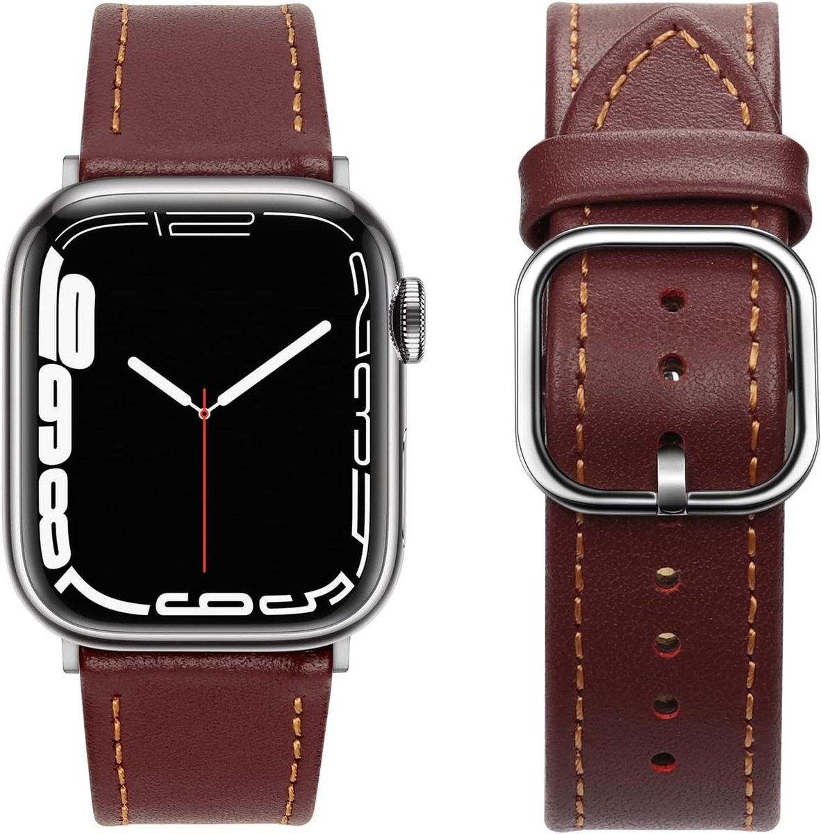 Horlogeband 41mm - Leer - Wijnrood - Stijlvolle vervangband voor Apple Watch - ShopVlot