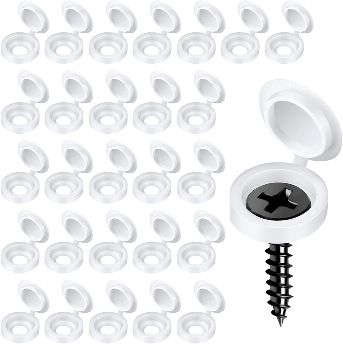 Plastic schroefdoppen 200PCS - witte schroefdoppen - opvouwbaar - bescherming voor schroeven - ShopVlot