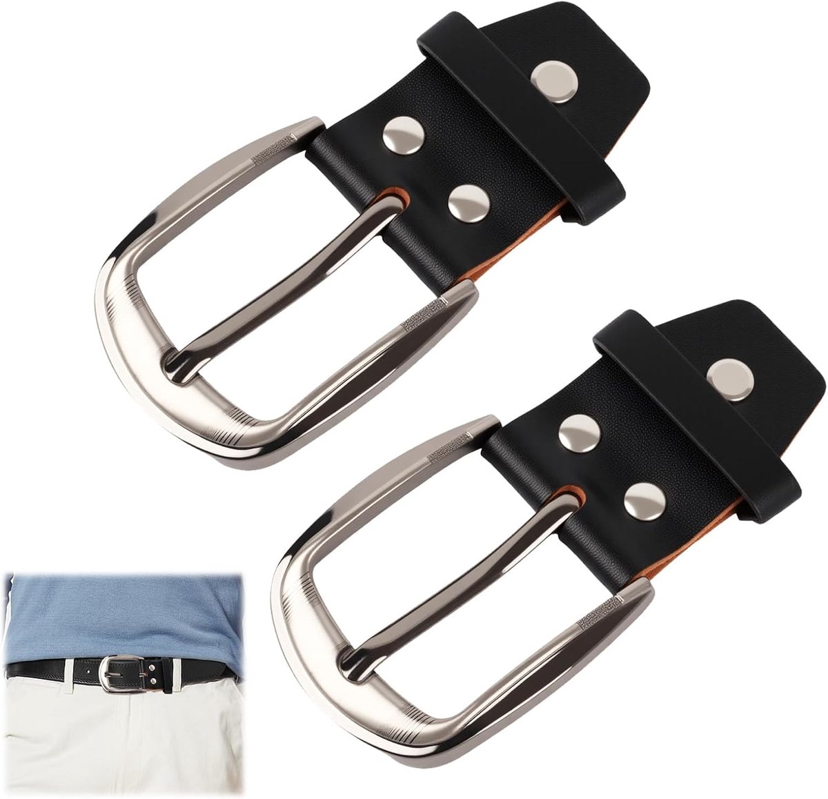 Belt buckle vervangingset 3.8cm - robuuste zinklegering zonder nikkel - met schroef en leren lus - ShopVlot
