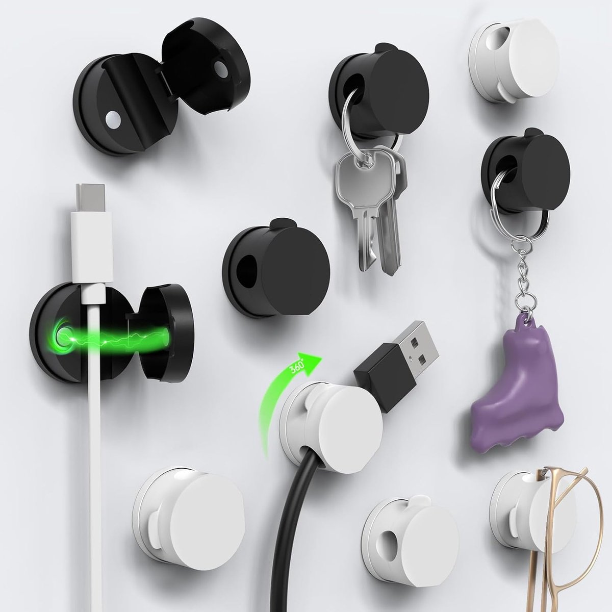 Kabelhouder 10 Stuks - 360° Draaiend - Magnetische Kabel Organizer - Perfect voor Thuis en Kantoor - ShopVlot
