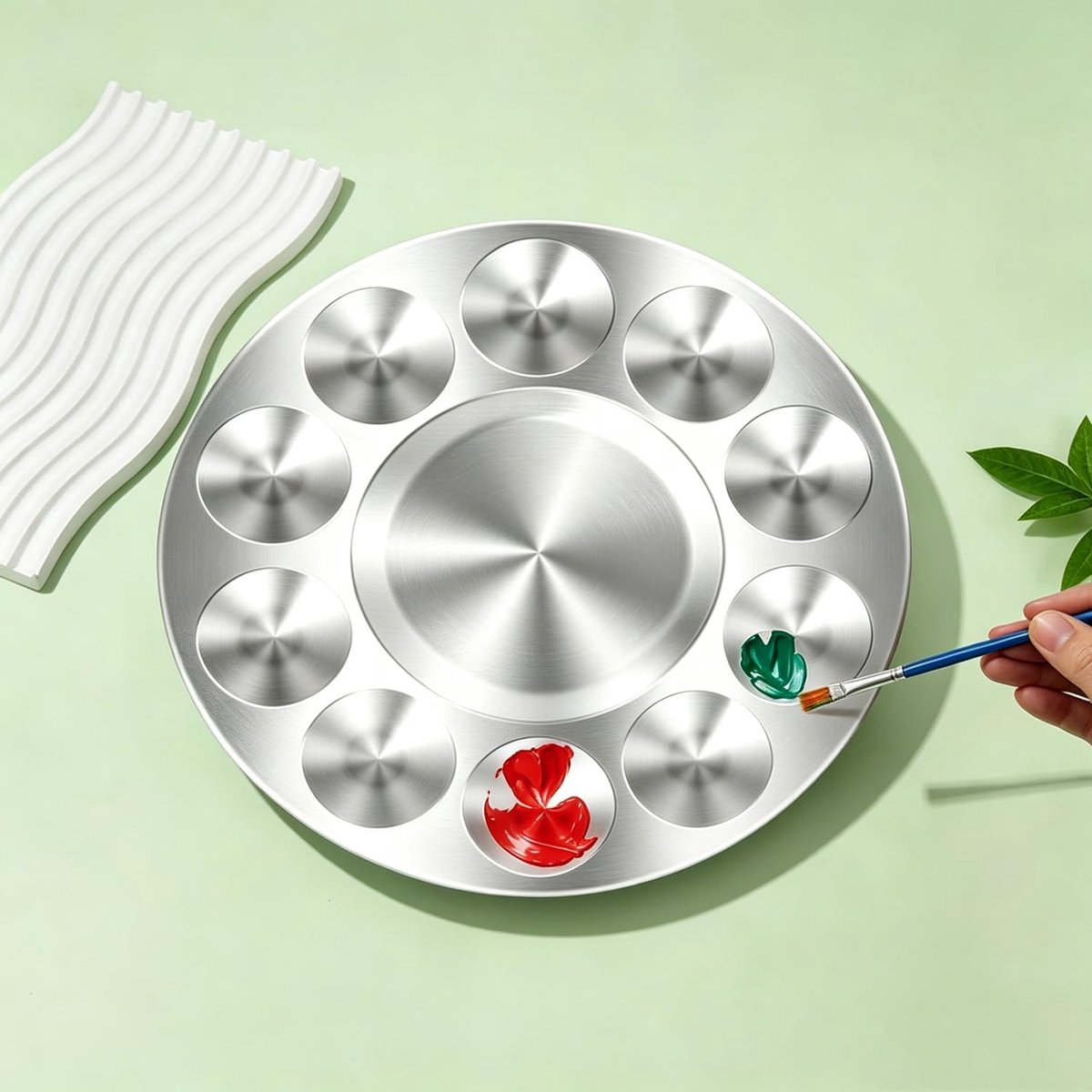 Verfpalet set van 2 - ronde mengpaletten - aluminium - ideaal voor kunstenaars en hobbyisten - m-winkel