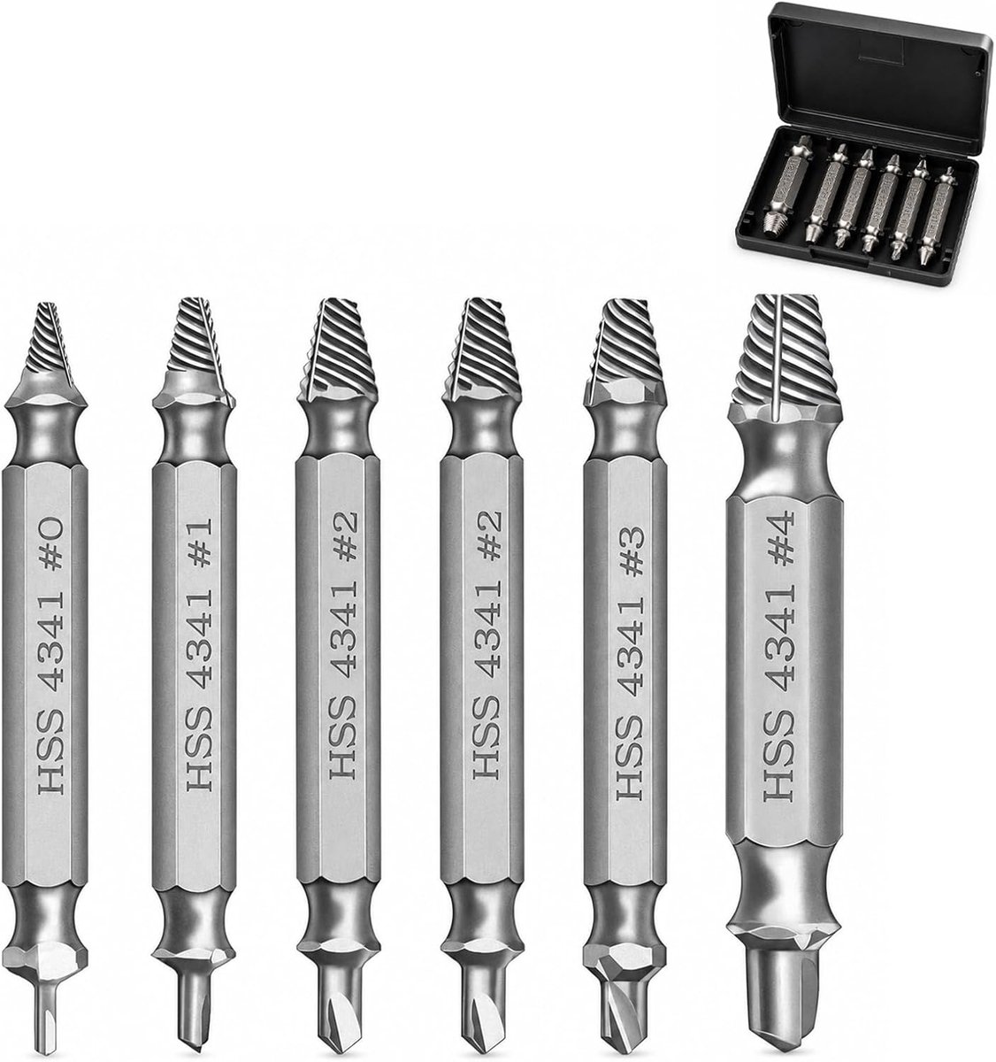 Schroevendraaierset 6 stuks - magnetische bithouder - linkse schroevendraaier HSS 4341 - ShopVlot