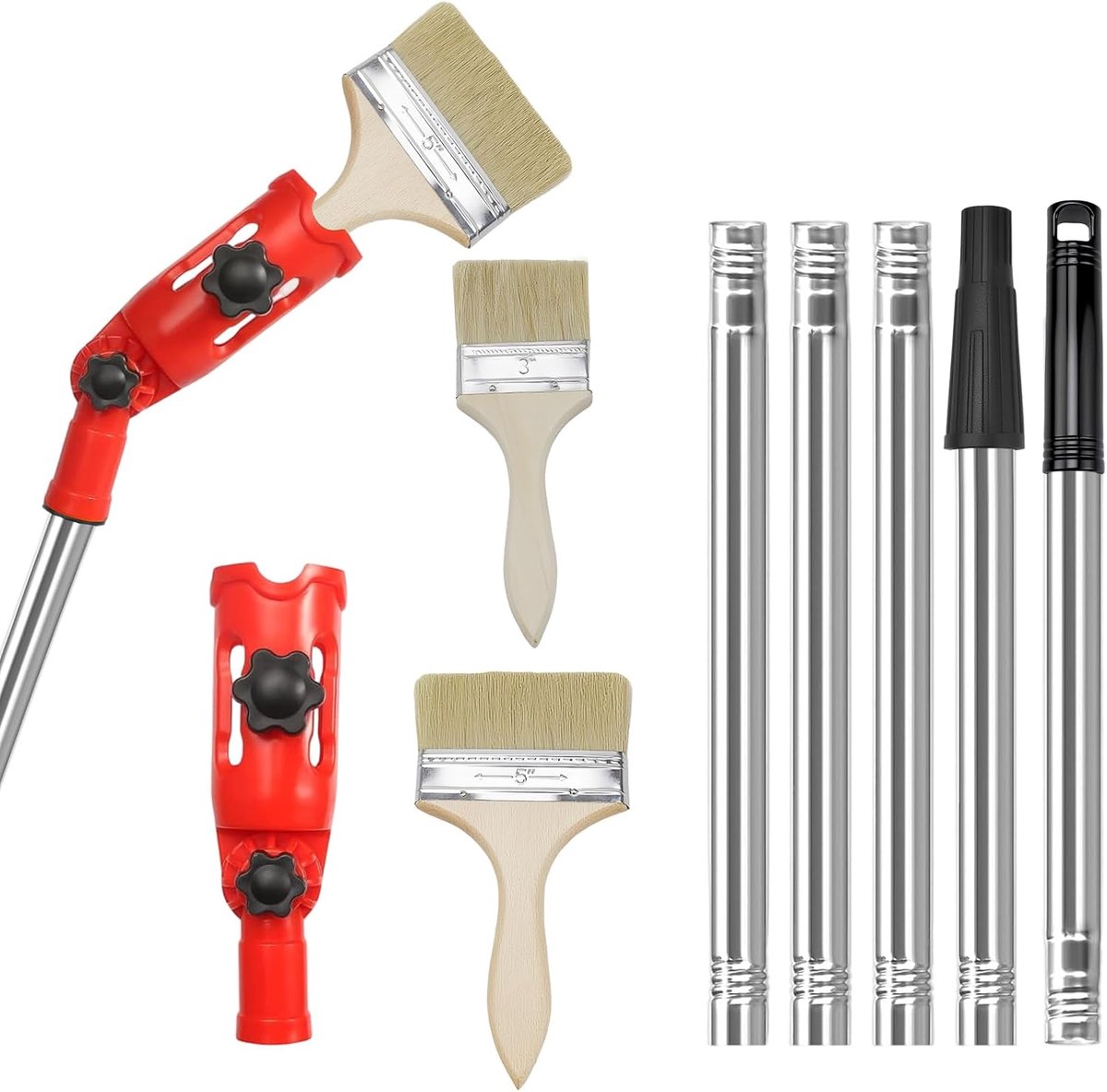 Verlengbare borstel extensie 1.98 m - Rvs en ABS - Multi-hoek instelbaar - Perfect voor hoge plafonds - ShopVlot