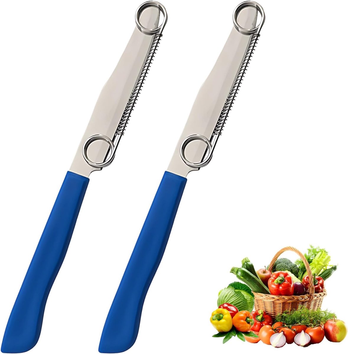 Fruitmes 2-in-1 - RVS multifunctioneel - Met verstelbare veer - Snelle snijfunctie - ShopVlot