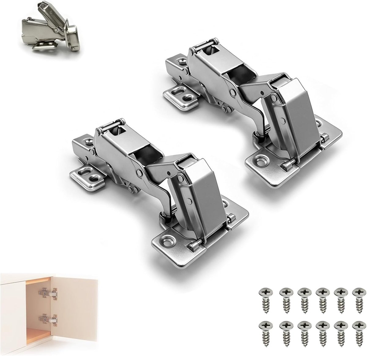 Scharnieren voor kastdeuren 165° - softclose - 52 mm schroefgatafstand - geschikt voor verborgen kasten - ShopVlot