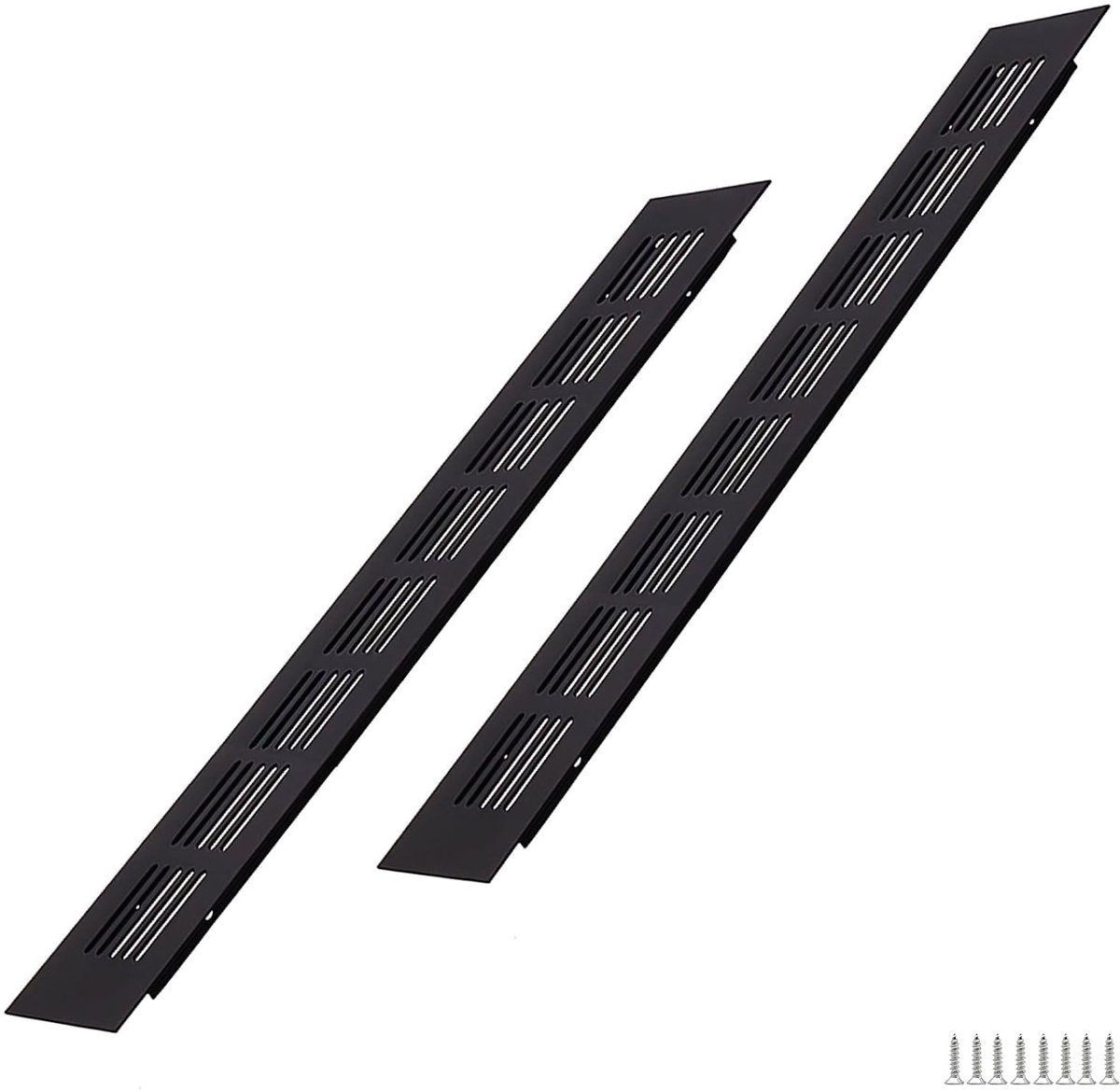 Ventilatierooster 350 x 50 mm - Zwart Aluminium - Corrosiebestendig - Verbetert luchtcirculatie - ShopVlot