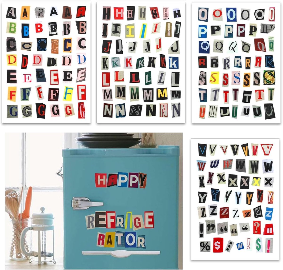 Scrapbook accessoires 4 vellen - zelfklevende letterstickers - waterproof - multicolour voor notitieboeken - ShopVlot