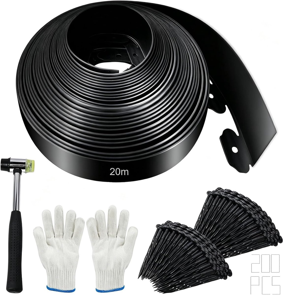 Lawn Edging 20 m x 5 cm - Flexibel kunststof - Duurzaam en robuust - Perfect voor tuinbedden - ShopVlot