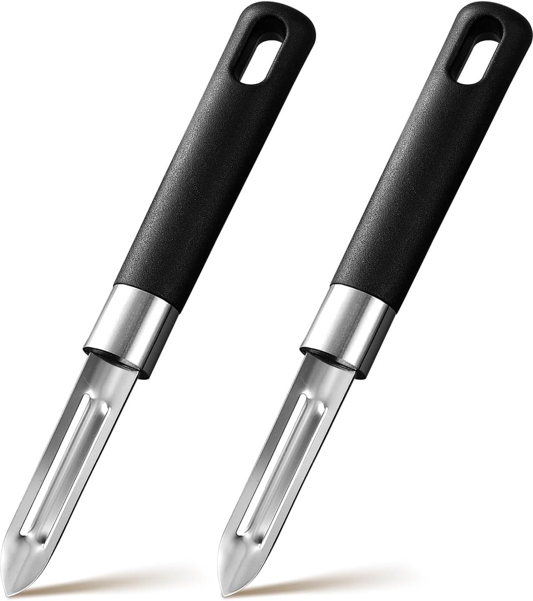 Groenteschiller set 2-delig - Rvs mes - Ergonomisch handvat - Perfect voor fruit en groenten - ShopVlot