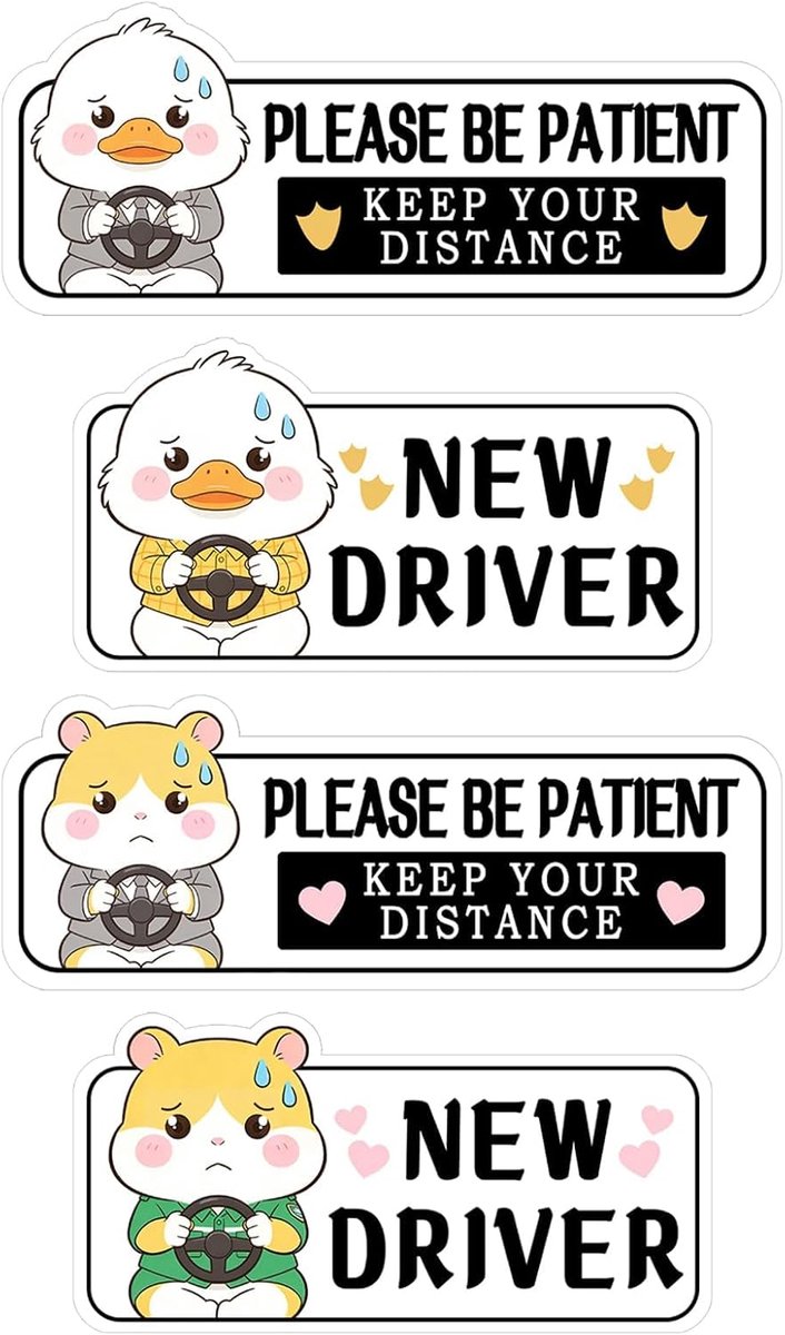 Autostickers voor beginnende bestuurders - 4 stuks - magnetisch PVC - voldoende afstand houden - ShopVlot