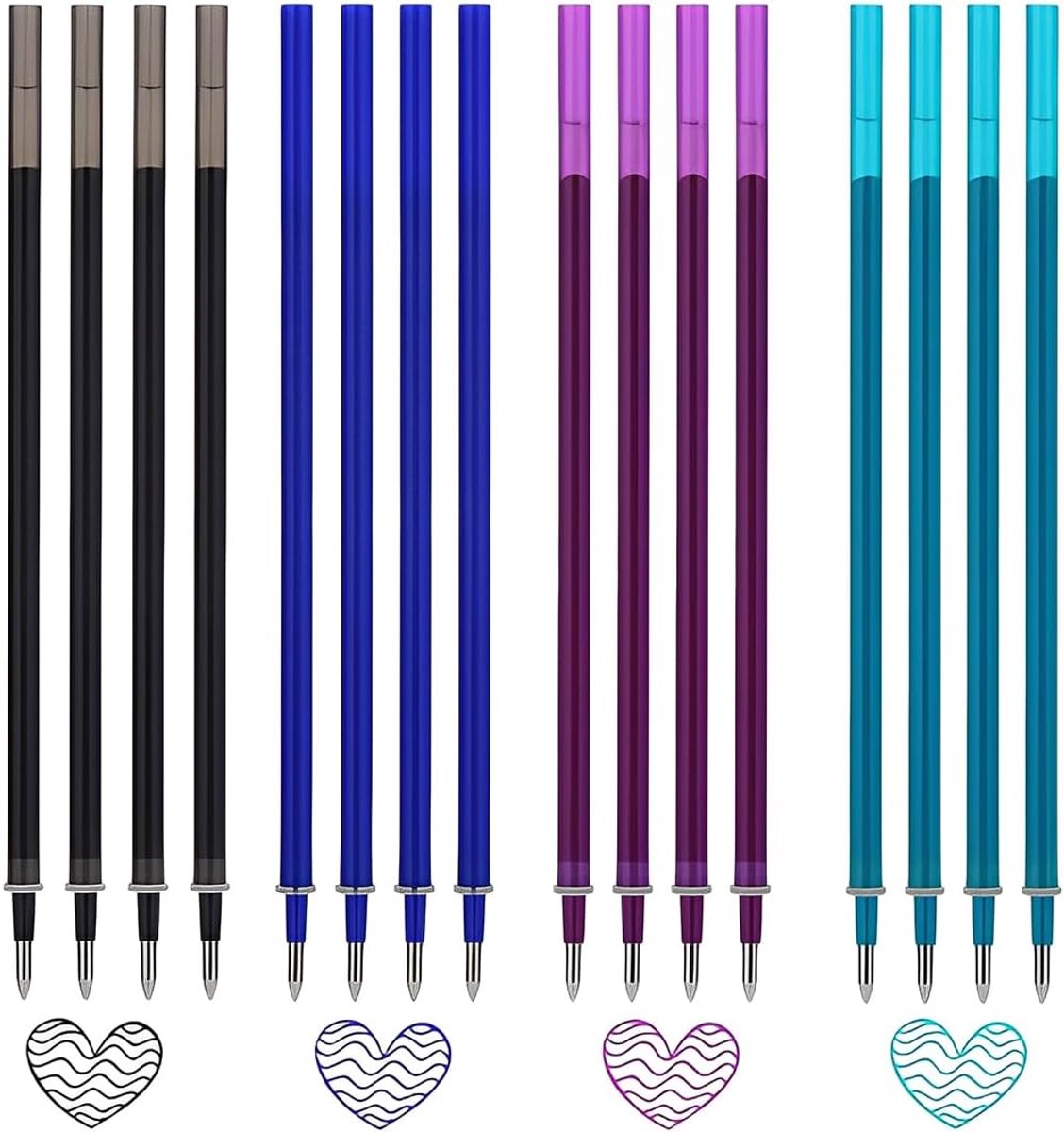 Navulverpakkingen uitwisbare gelpen 16 stuks - veelkleurig - punt 0,7 mm - compatibel met Legami - ShopVlot