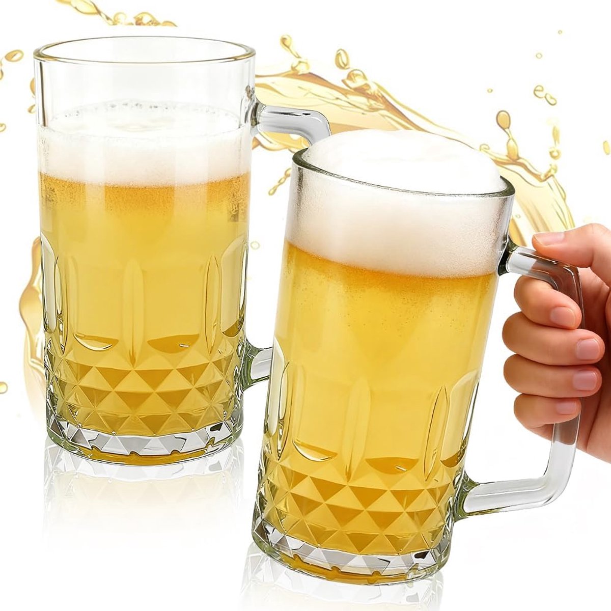 Bierpullen set van 2 - zwaar gebruik - tijdloos design - perfect voor feesten - ShopVlot